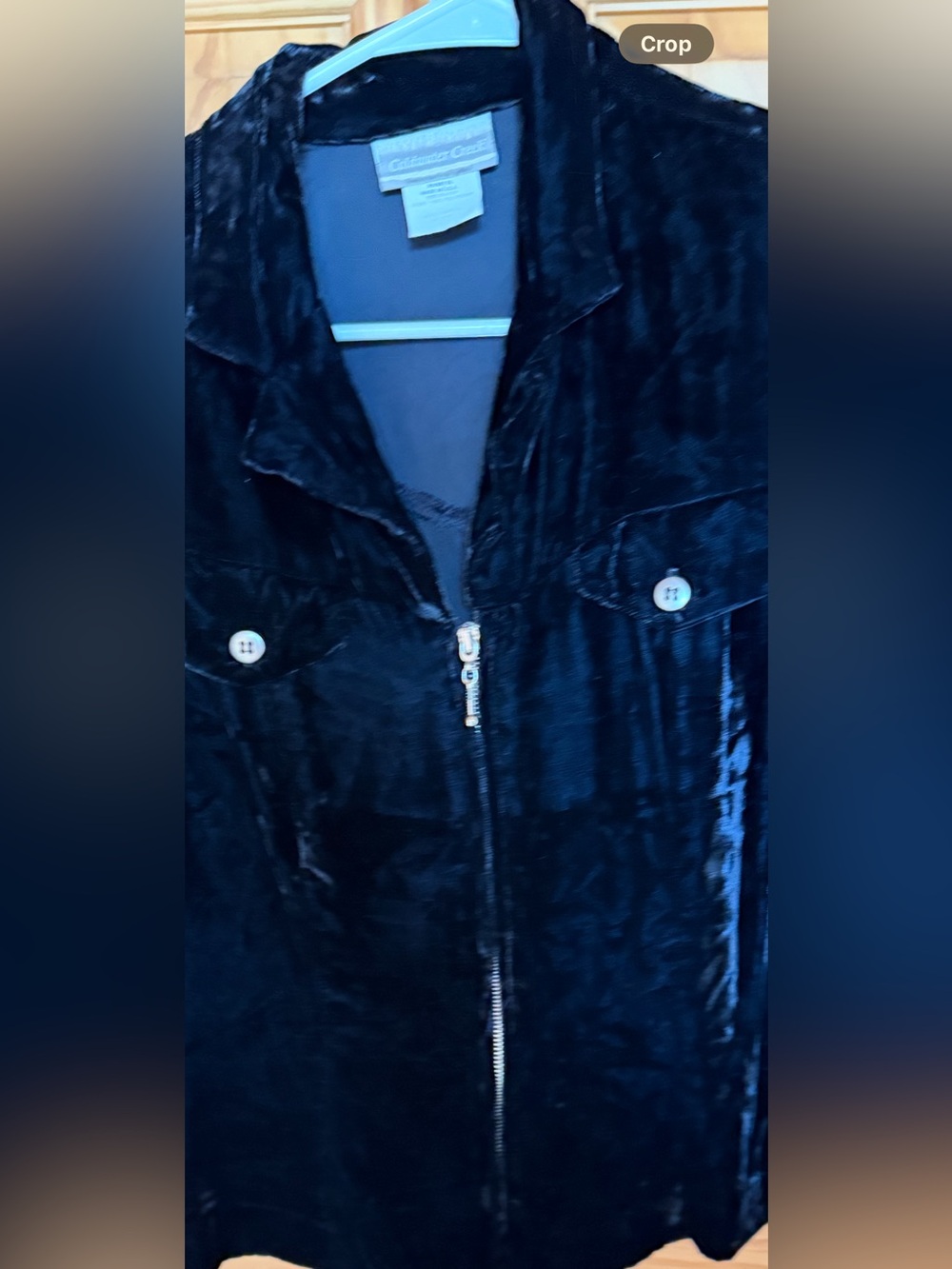 Coldwater Creek Black Velvet Zip-Front Jacket